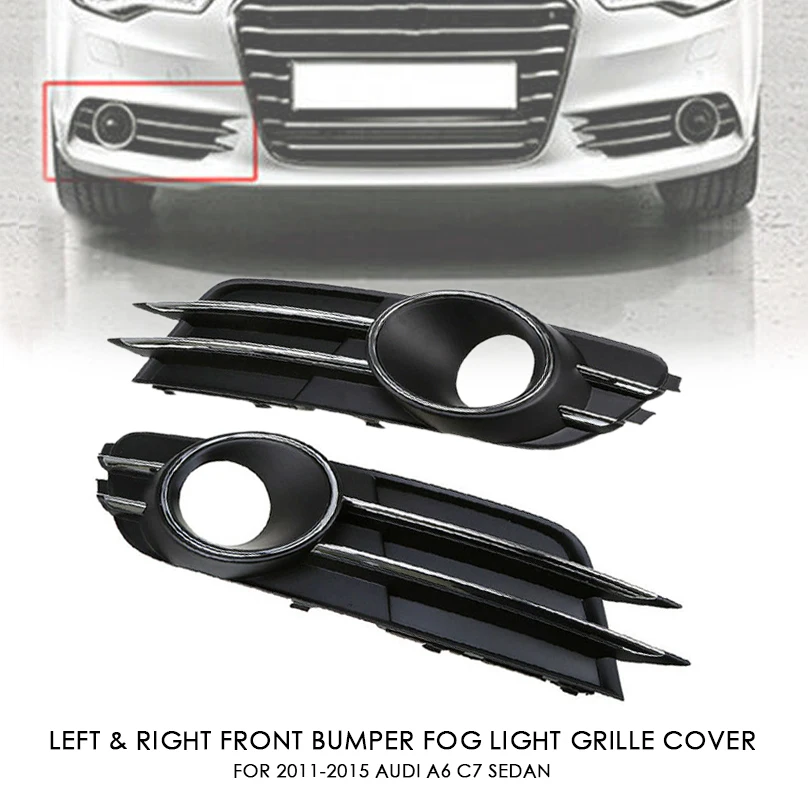 Черный правая/левая передняя бампер туман светильник решетка для 2011 2015 Audi A6 C7