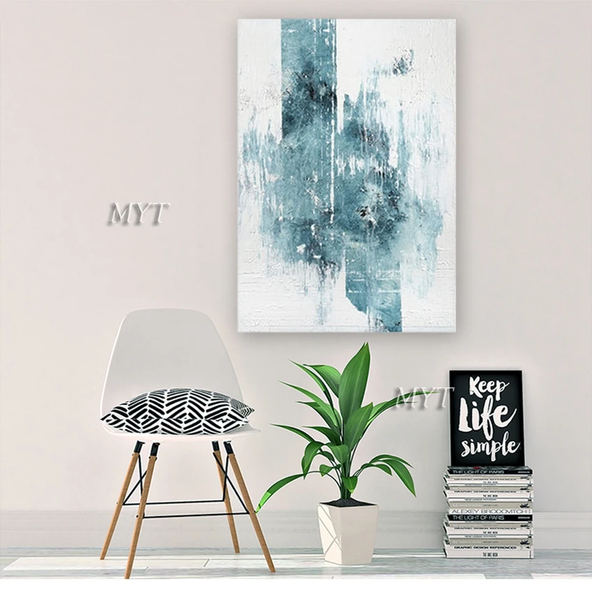 

Abstract Blue Color 100% Handmade Oil Painting Modern Art Picture For Living Room Modern Cuadros Canvas Art High Quality Unframe