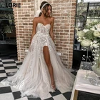 Сексуальные пляжные свадебные платья LORIE для невесты, элегантное кружевное женское платье без бретелек, без рукавов, с высоким разрезом, платья принцессы 2021