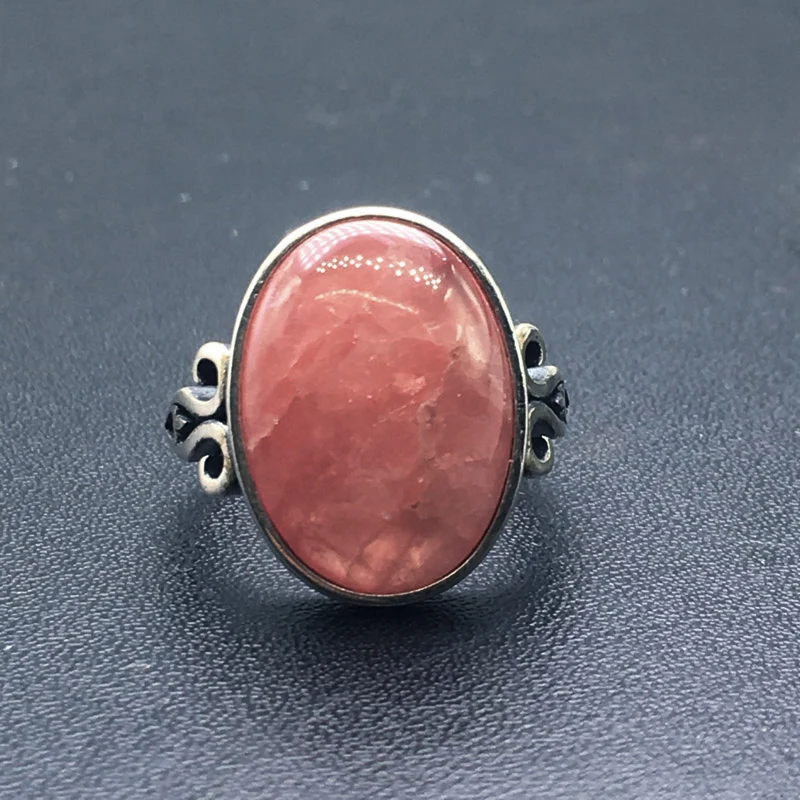 Женское кольцо родоchrosite CSJ вечернее из натурального серебра 13*18 мм для свадьбы