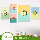 Плакаты WTQ, авокадо, яблоко, лимон, апельсин, настенная живопись, постеры в скандинавском стиле, принты свежих фруктов для украшения кухни и дома