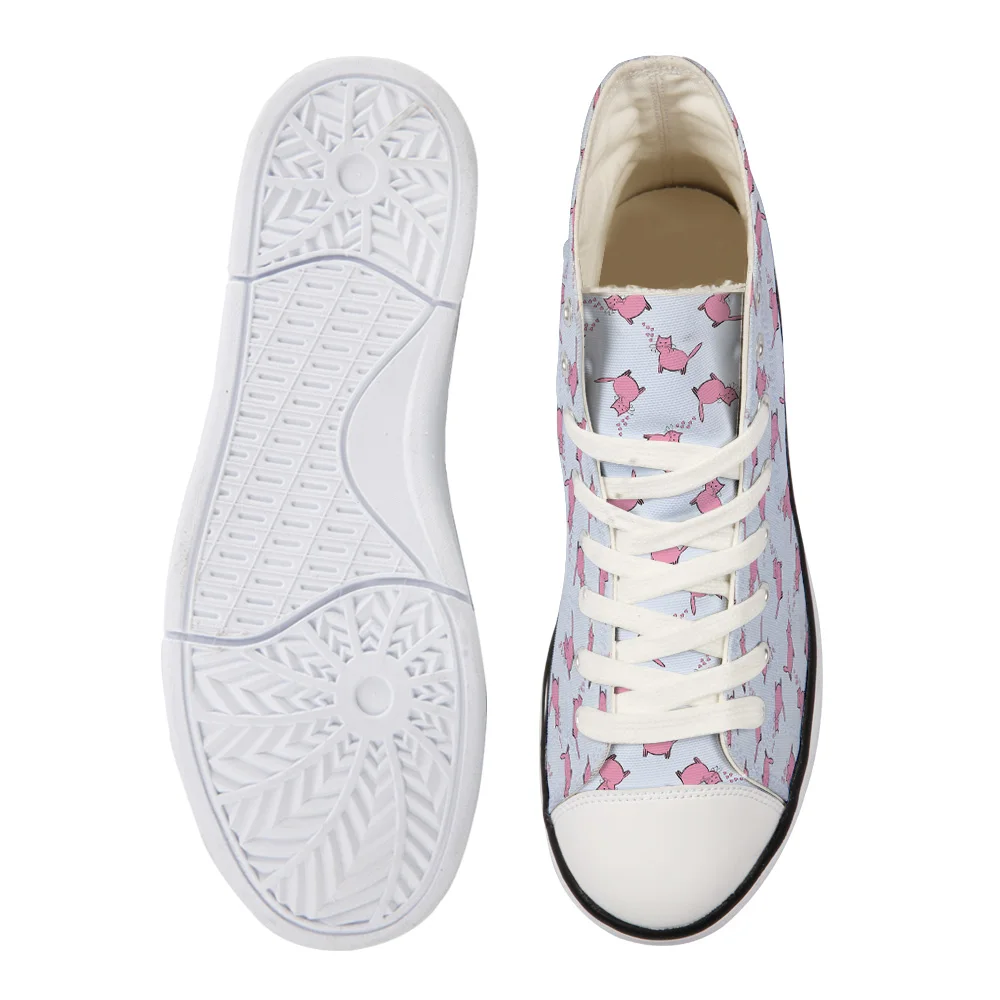 WHEREISART/Женская парусиновая обувь цвет РОЗОВЫЙ котенок кот высокая флэтс унисекс