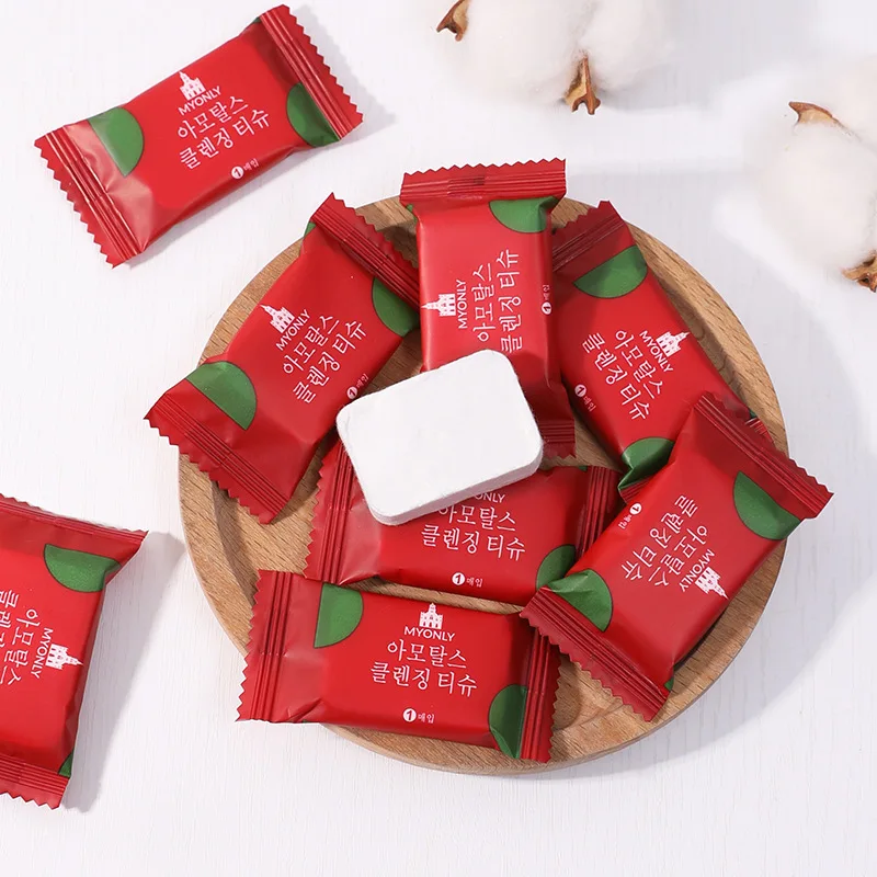 

20 шт. уличные одноразовые утолщенные сжатые полотенца конфетная упаковка нетканые маленькие квадратные бриллианты легкая мойка лица