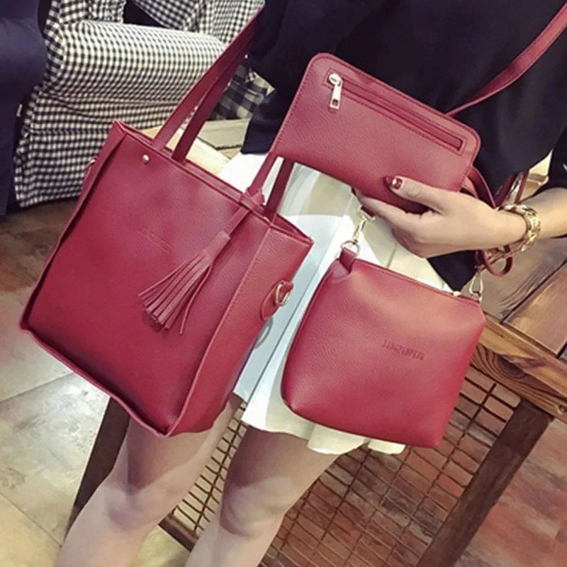 3 шт./компл. женские Сумки из искусственной кожи модные сумки с кисточками кожаная