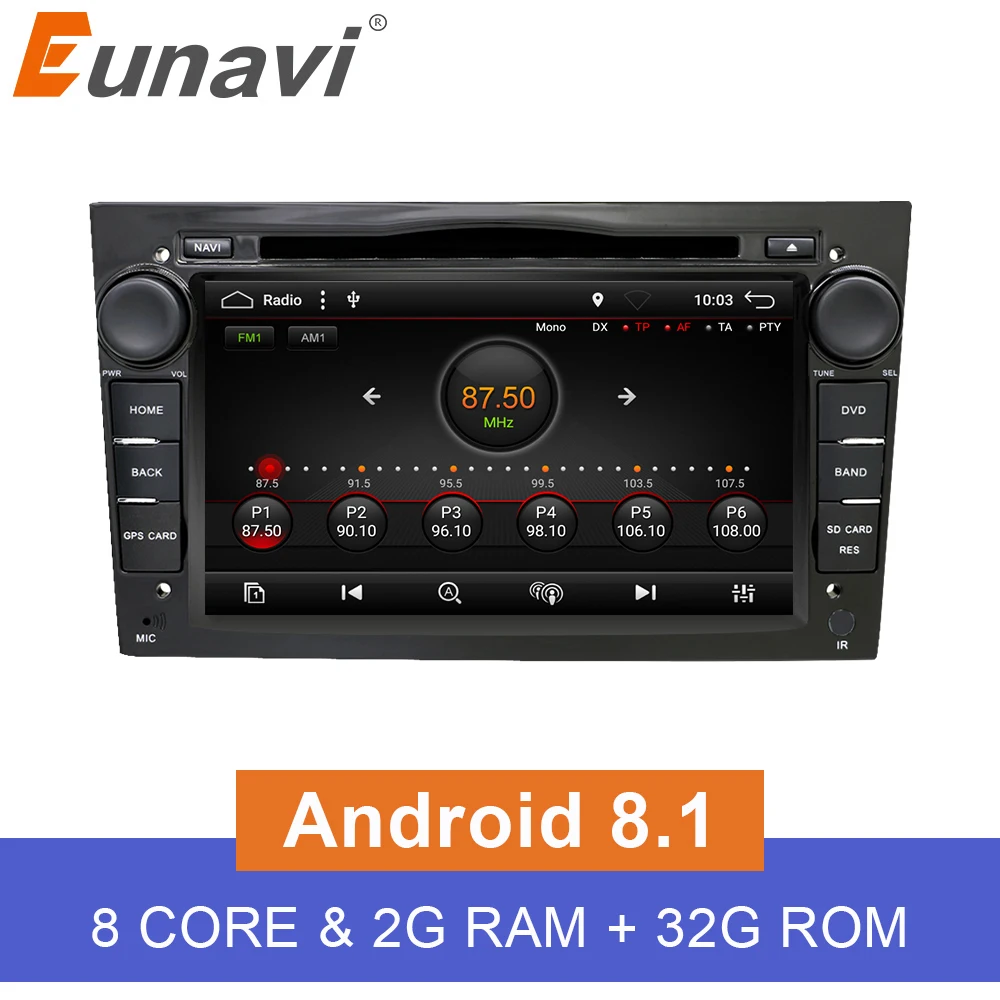 Eunavi 2 din Android 8 1 автомобильный dvd плеер для Opel Astra Vectra Antara Zafira Corsa gps навигация bluetooth