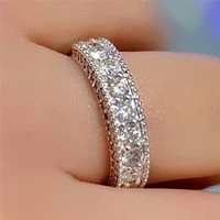 huitan high quality silver color engagement ring for women aaa cubic zirconia fashion contracted design wedding bands jewelry