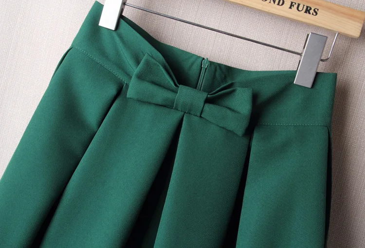 

Zoulv Vintage A Line Big Bow Red Black Side Zipper Skater Skirts Red Elegant Women Skirt High Waist Pleated Knee Length Skirt