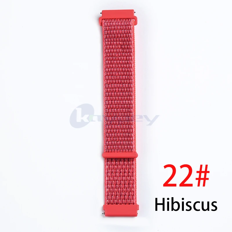 Hibiscus 22 мм 20 мм нейлоновый ремешок для Xiaomi Huami Amazfit Bip Pace Stratos 2/2s ремешок на запястье нейлоновая петля ремешок на липучке аксессуары для умных часов - Цвет: Hibiscus