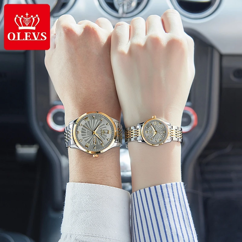 OLEVS Luxury Watch for Couple Brand Women Men's Mechanical Watches Fashion Lover Automatic Watch Trending reloj hombre mujer