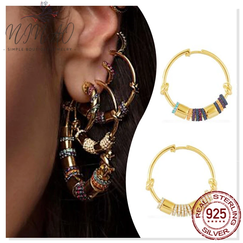 

Earring Sliding Ring Buckle 925 Sterling Silver Zircon Ear clip Girls Jewelry New Holiday Gifts Fashion Exquisite Retro Party