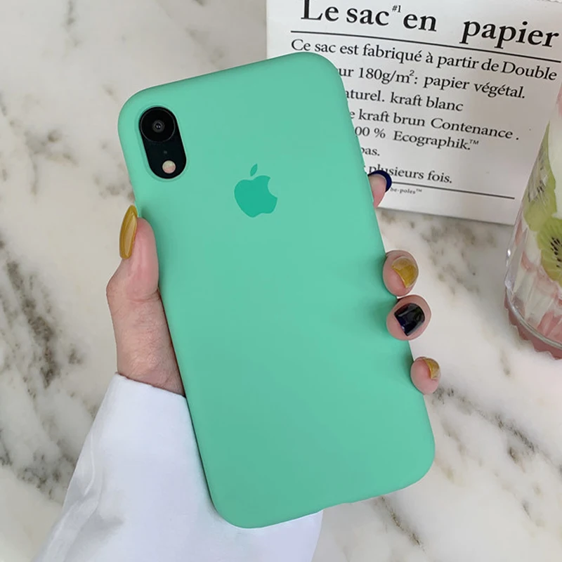 Модный чехол для телефона iPhone 6 S 7 8 Plus X XR XS MAX мятно зеленый мягкий детской кожи