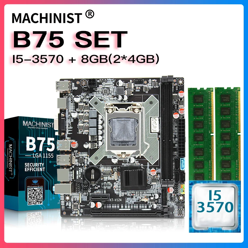 Placa-mãe de Mesa Kit com Processador I5-3570 e Ddr3 Conjunto Intel Core 8gb 2*4gb Memória Ram Usb3.0 X7-v124 B75 Lga 1155