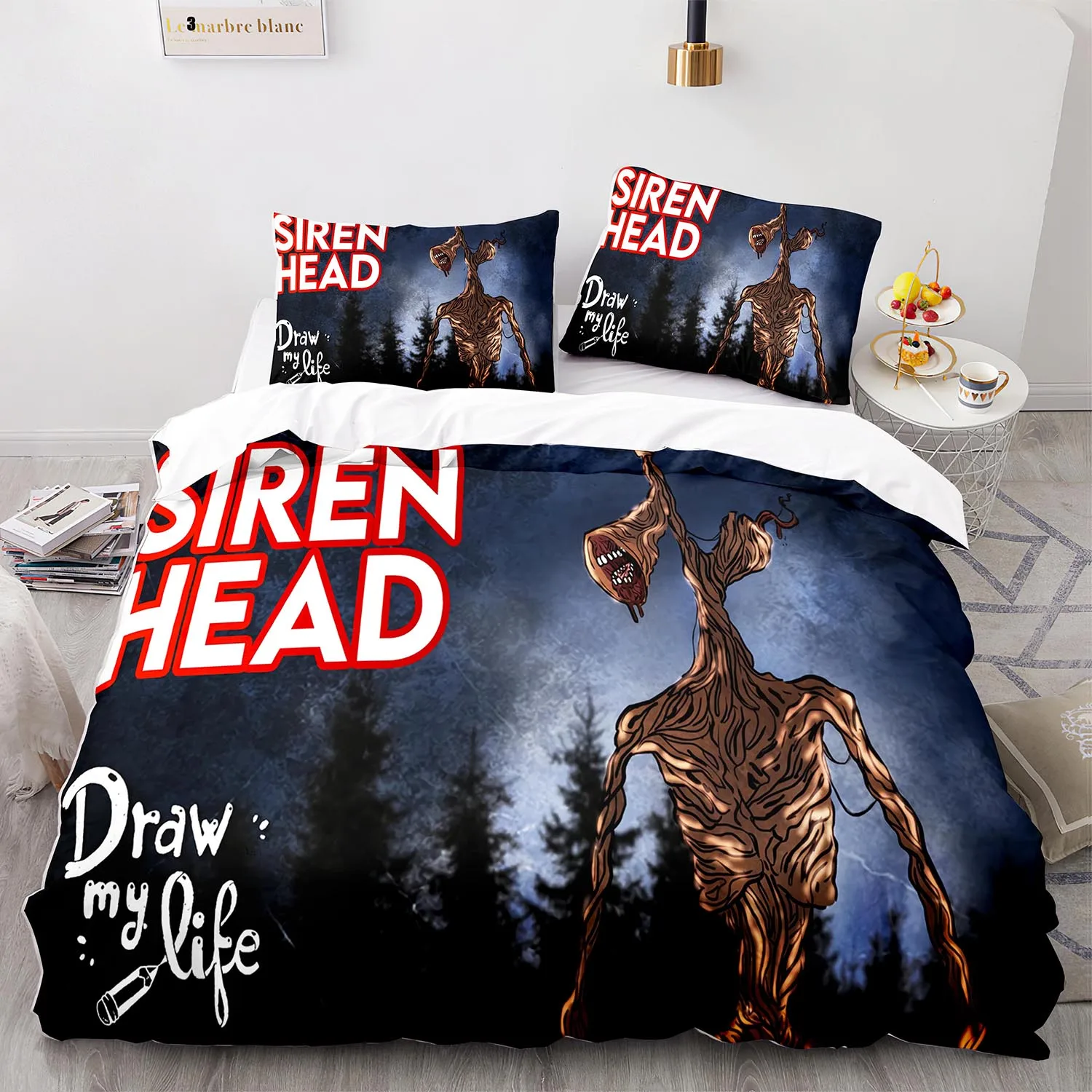 

Siren Head Bedding Set Single Twin Full Queen King Size Siren Head Bed Set Children's Kid Bedroom Duvetcover Sets 3D Print