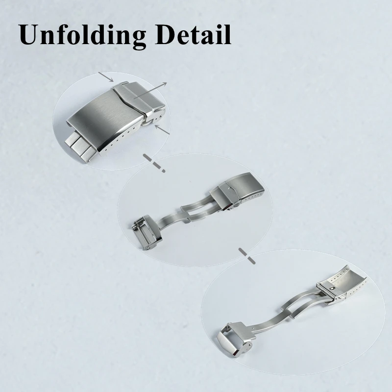 San Martin Watch Clasp Brushed Folding Clasp With Safety 18mm 20mm Solid 316L Stainless Steel Deployment Buckle 2-Fold Durable
