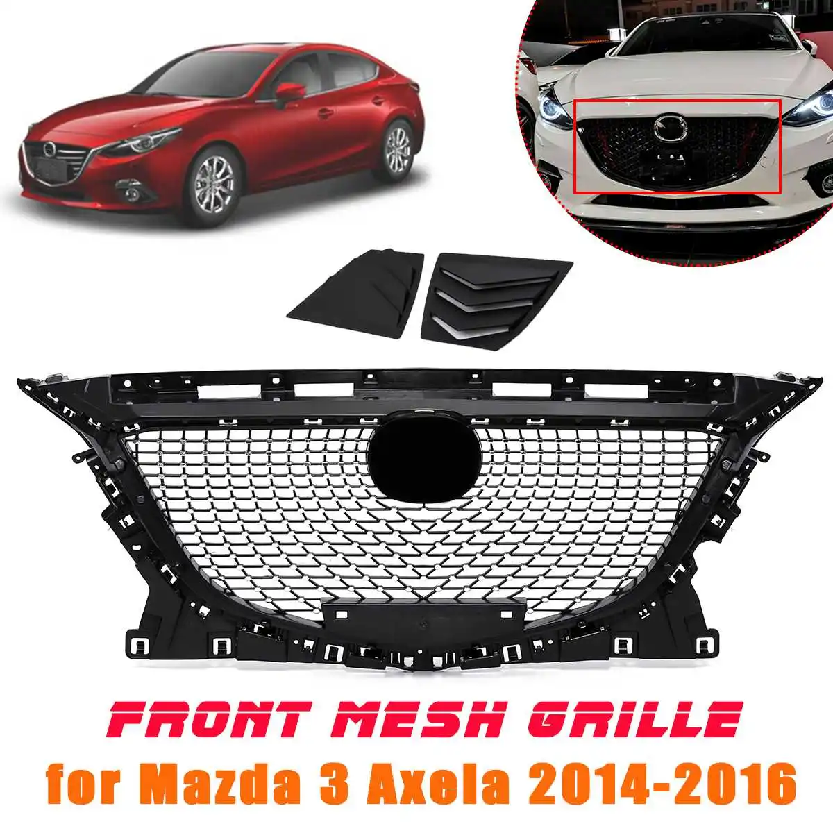ABS Черная передняя решетка бампера гриль для Mazda 3 Axela Алмазный верхний грили протектор автомобиля Стайлинг Аксессуары