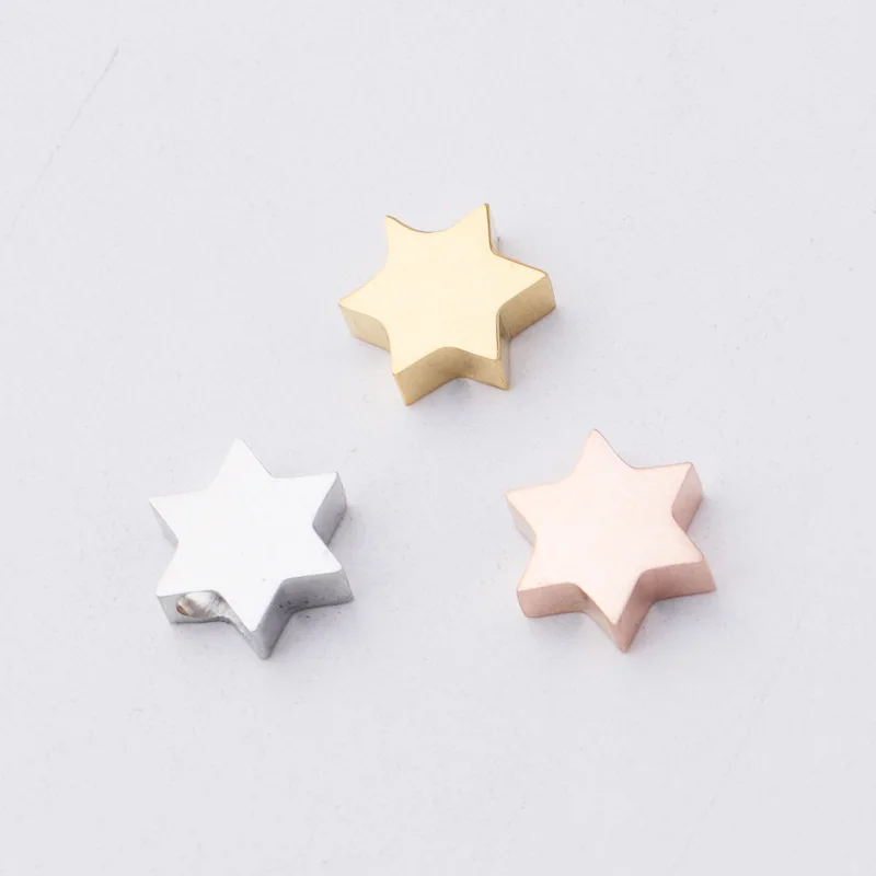 

5PC DIY Double Mirror Steel Star Pendants Female Accessories Wholesale Beads 9x8mm Small Beads Fashion Jewelry Accessories Gifts