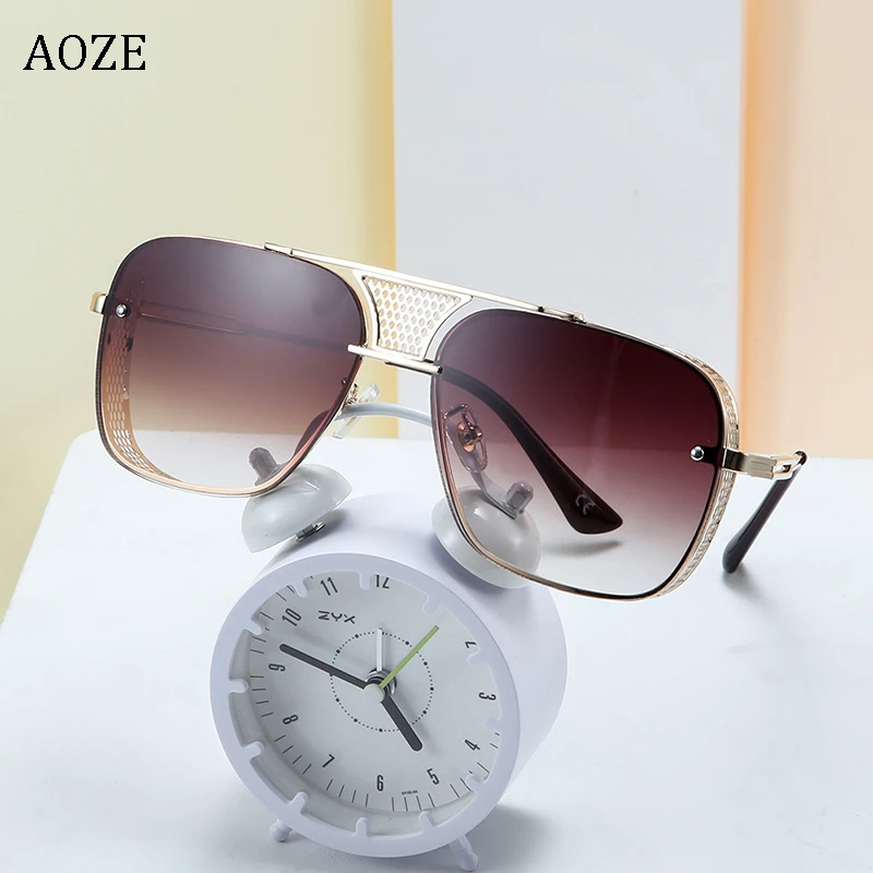 AOZE 2020 модные квадратные солнцезащитные очки в стиле стимпанк с металлической