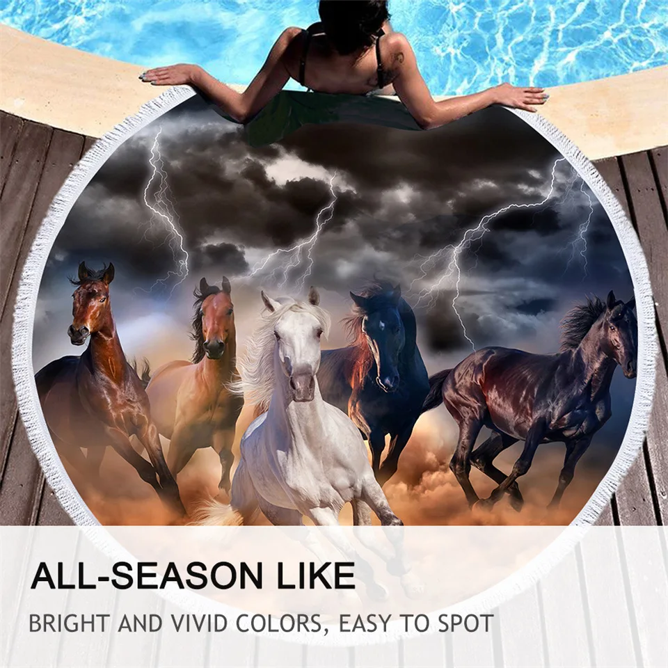 Постельное белье для лошадей круглое пляжное полотенце большое взрослых