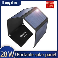 ihoplix 28w foldable portable solar charger with qc 3 0 quick charging 3 usb port for cell phone iphone ipad samsung tablet