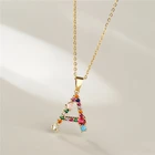 Женское ожерелье с подвеской, ожерелье с 26 подвесками из фианита класса ААА и цветных кристаллов для девушек и женщин, медные ювелирные украшения с инициалом имени, 2021