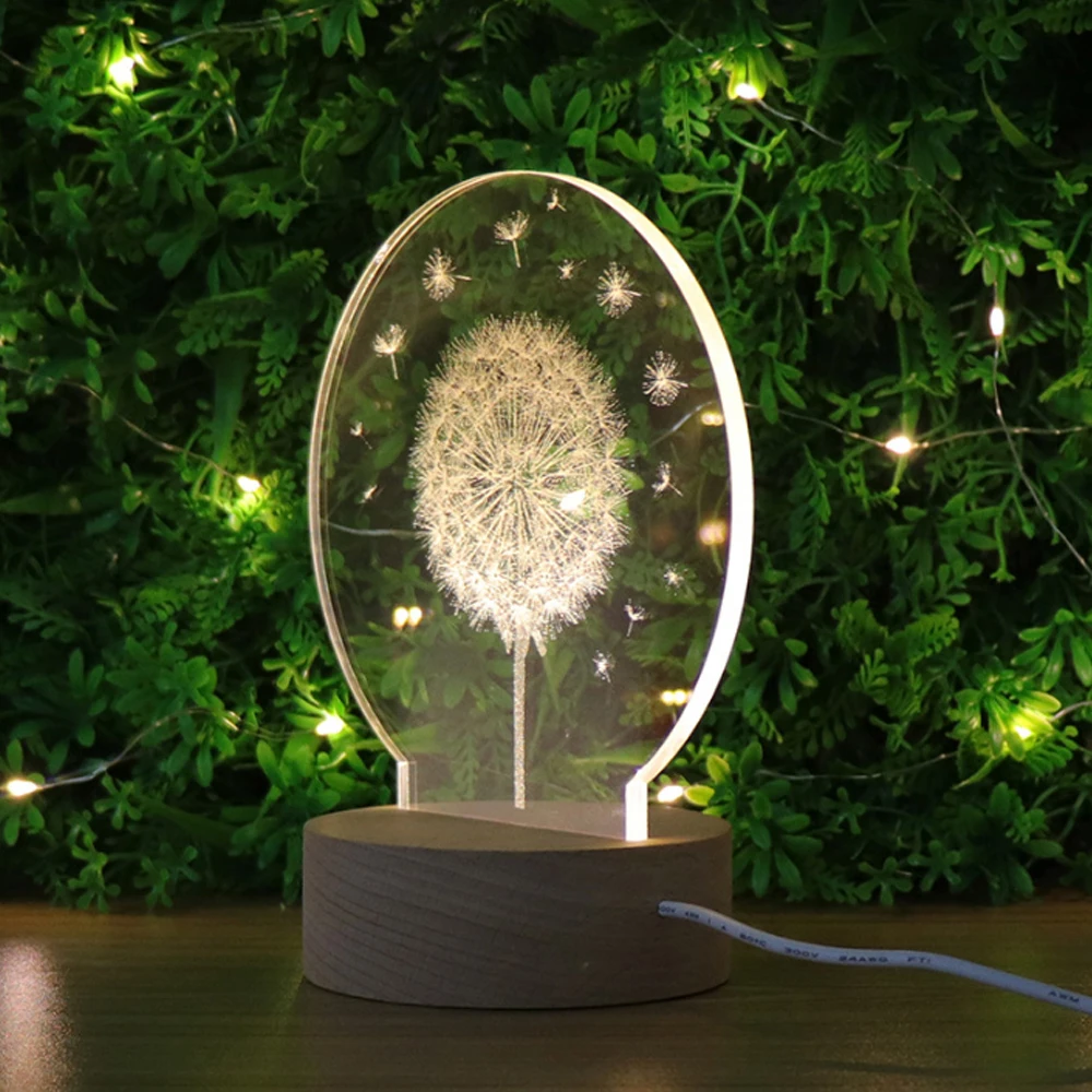 Акриловый ночник 3D для спальни декоративный прикроватный светильник в виде