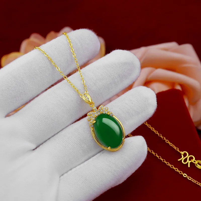 Натуральный с изумрудным золото ожерелье кулоном 18k позолоченный комплект