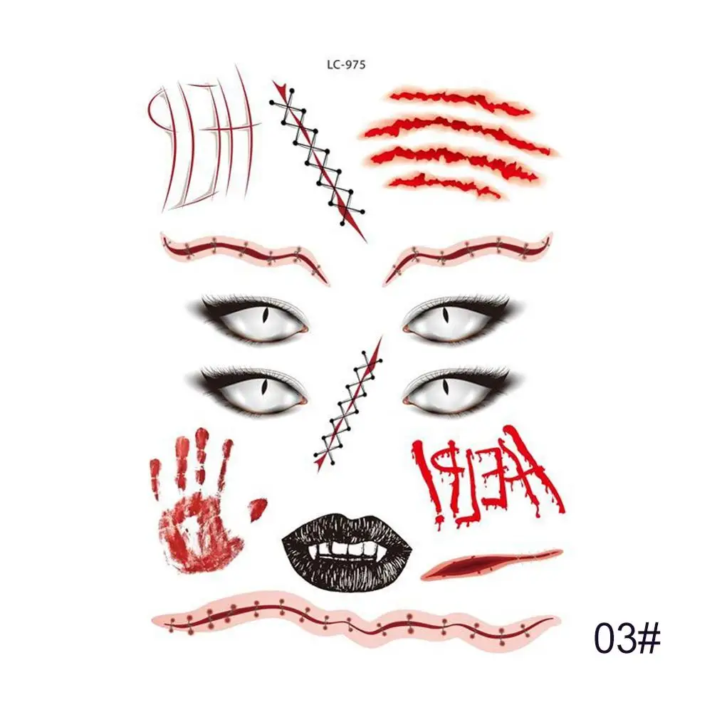 New Halloween Holiday Face Makeup and Terror Spider Scar Mask Design Fake Temporary Waterproof Tattoo Sticker | Красота и здоровье