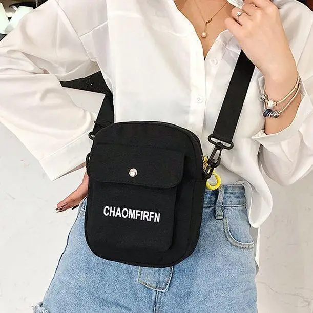 

Children's canvas bag boys and girls' messenger bag Korean versatile fashion student travel one shoulder mobile phone wallet