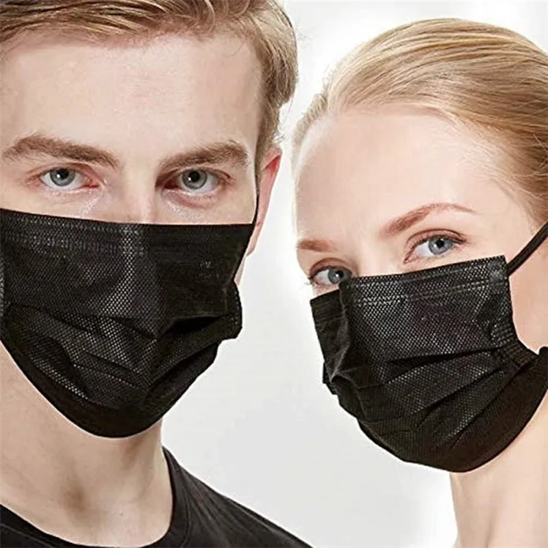 

Disposable Protective Mask 3 Layers Dustproof Facial Nonwoven Cover Face Masks Maldehyde Anti-pollution Mascarillas Black