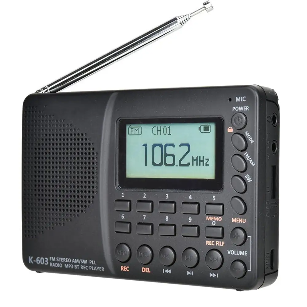 JINSERTA радио приемник FM/AM/SW полнодиапазонное портативное карманное радио с Bluetooth MP3 Воспроизведение музыки Поддержка TF карты U диск запись
