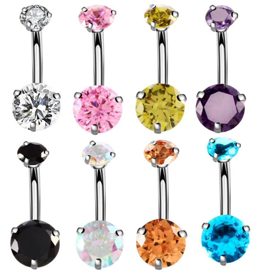 

1pcs zircon belly button nail 2020 new style, body perforated stainless steel umbilical ring, popular perforated jewelry