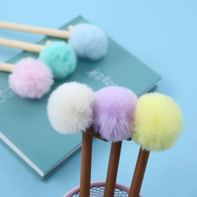 

30pcs/set Primary School Student Hair Ball Signing Pen Ice Cream Pen Colorful Ice Cream Cone Neutral Pen Manufacturer Wholesale