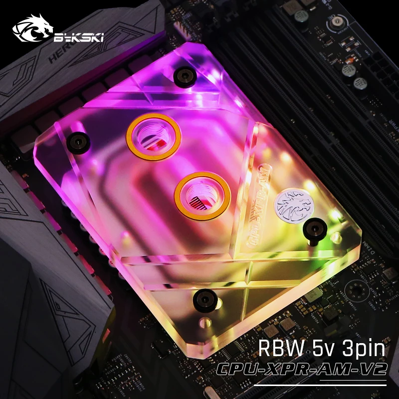 RBW(5v 3pin) Bykski cpu-XPR-AM-V2, для AMD акриловых cpu водяных блоков, совместимых с Ryzen 3000 серий, микроводный блок водяного охлаждения - Цвет лезвия: RBW(5v 3pin)