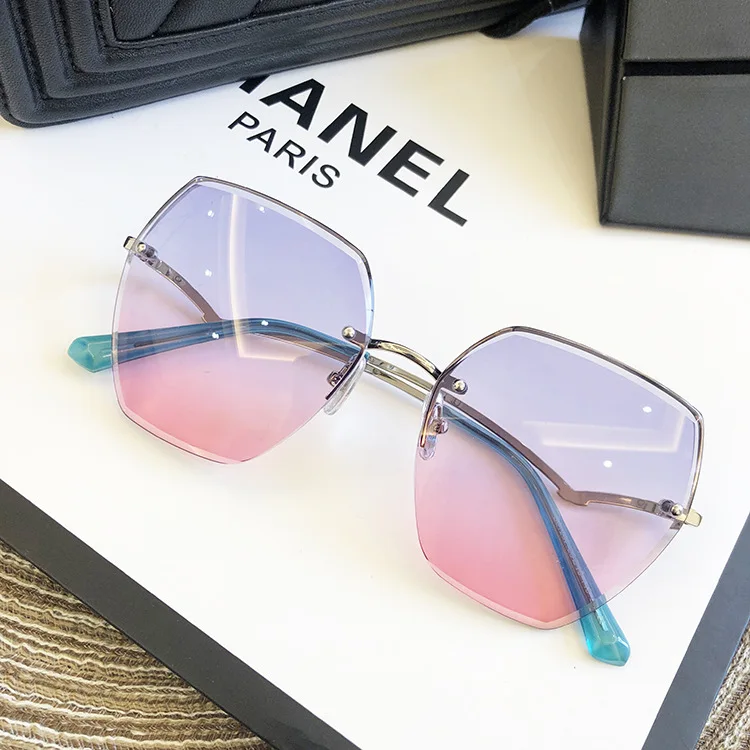 Fashion Rimless Sunglasses For Women Big Luxury Brand Designer UV400 Glasses Female Gradient Shades Women's accessories