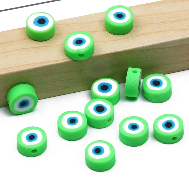 

20-100pcs Green Eye Pattern Polymer Round Clay Beads Loose Beads For Jewelry Making DIY Handmade Bracelets Necklaces Accessories