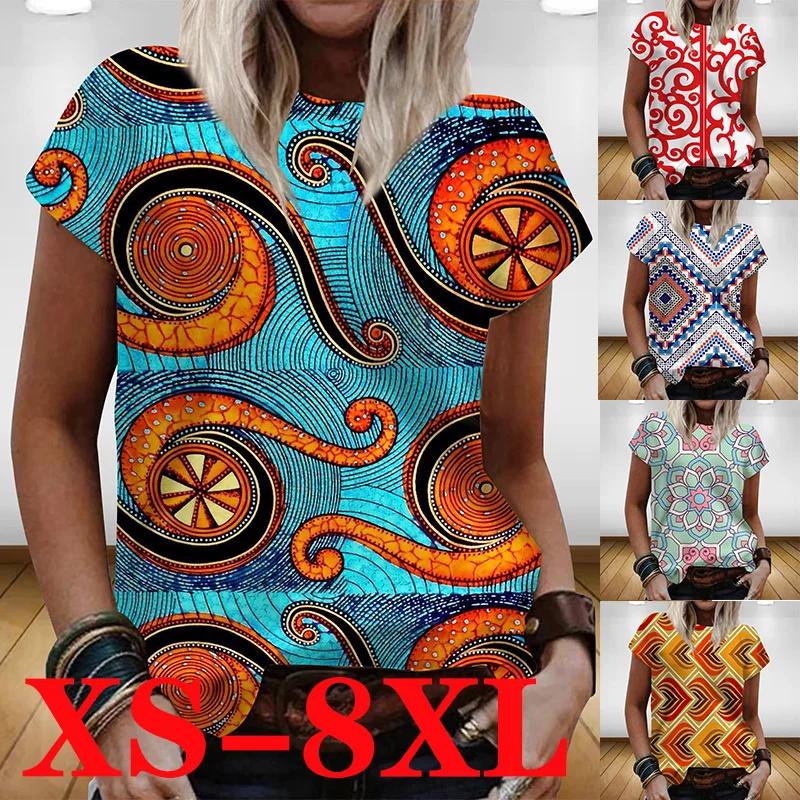 

Loose Casual Printing Summer T-shirt Summer Short-sleeved Women's Tops Ladies Fashion Plus Size Tops T-shirt