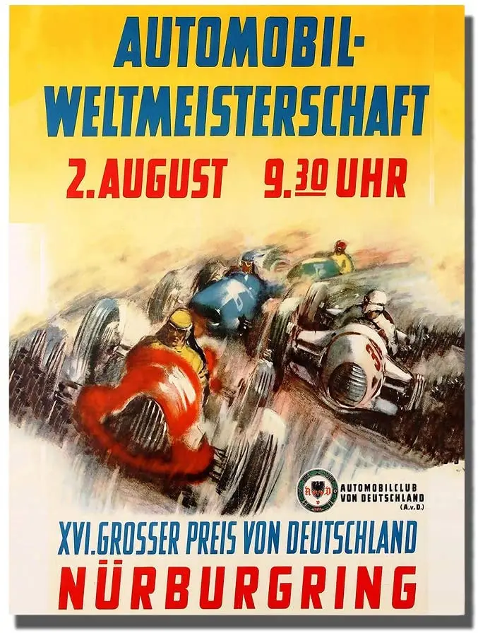 

Brotherhood Automobil Weltmeisterschaft Historic Racing Nurburing German Racing Vintage Reproduction Vintage Style Metal