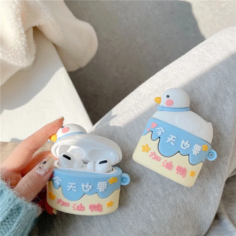 

3D Cute Cartoon Duck Headphone Case For AirPods 1 2 pro Charge Box Soft Silicone Wireless Bluetooth Earphone Cover Coque