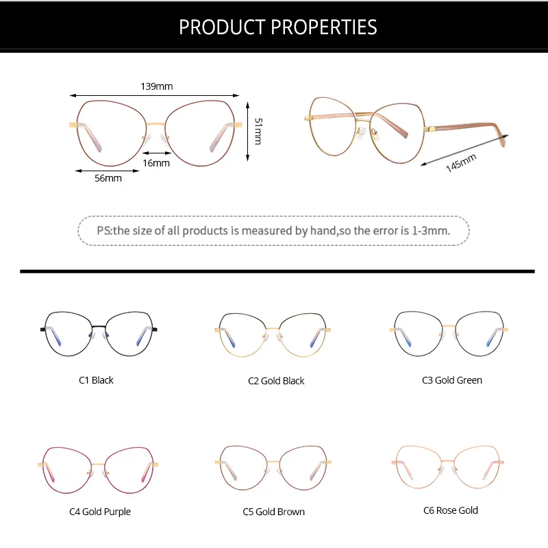 

COASION TR90 Leg Cat Eye Blue Light Blocking Glasses for Women Fashion Eyeglasses Frame Computer Gaming Glasses UV400 CA1669