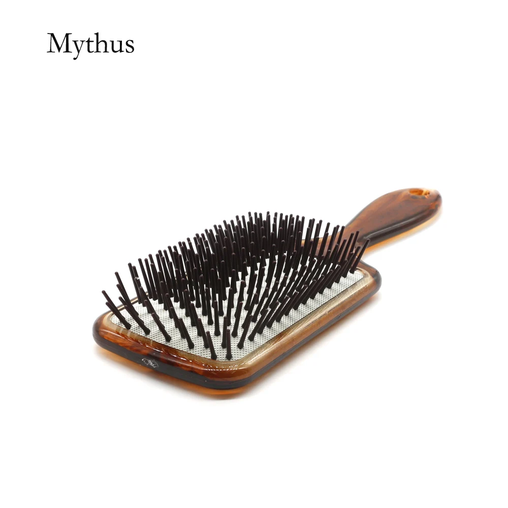 

Hand Made Amber Air Cushion Hairstyling Paddle Brush Salon Detangler Brush Comb Spa Hair Massage Brush For Long Hair Anti-Static