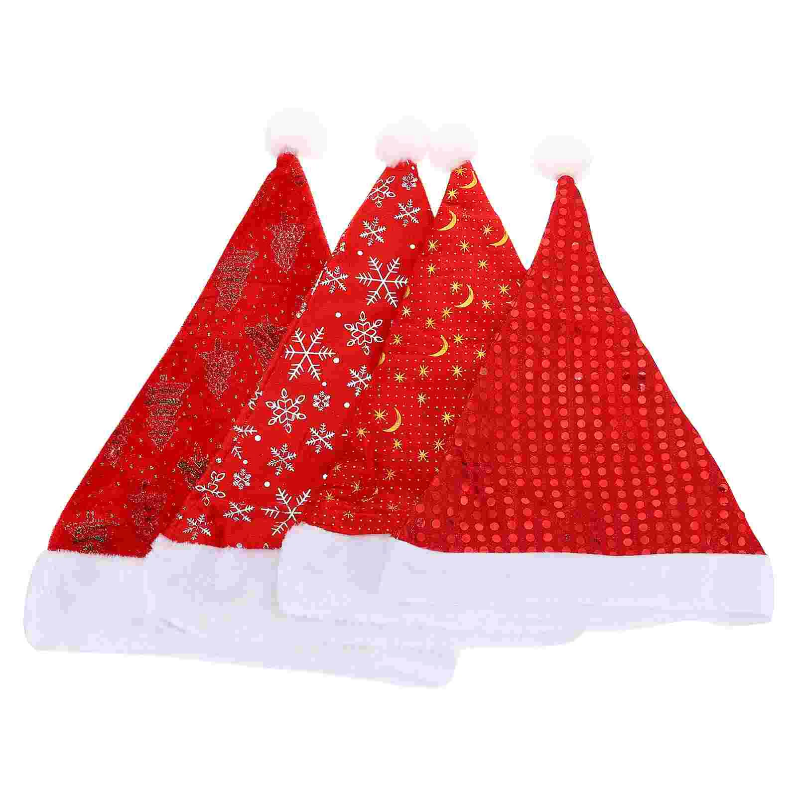 

4pcs Christmas Hat Xmas Santa Hat Adult Santa Hat Hanging Christmas Tree Hat