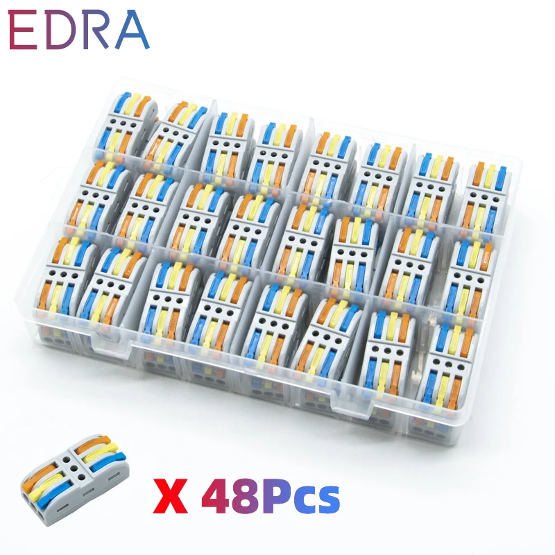 

48 шт. смешанные в штучной упаковке быстрый соединитель проводов Мини Быстрый провод кабель Разъемы вставные электрическая Клеммная колодк...