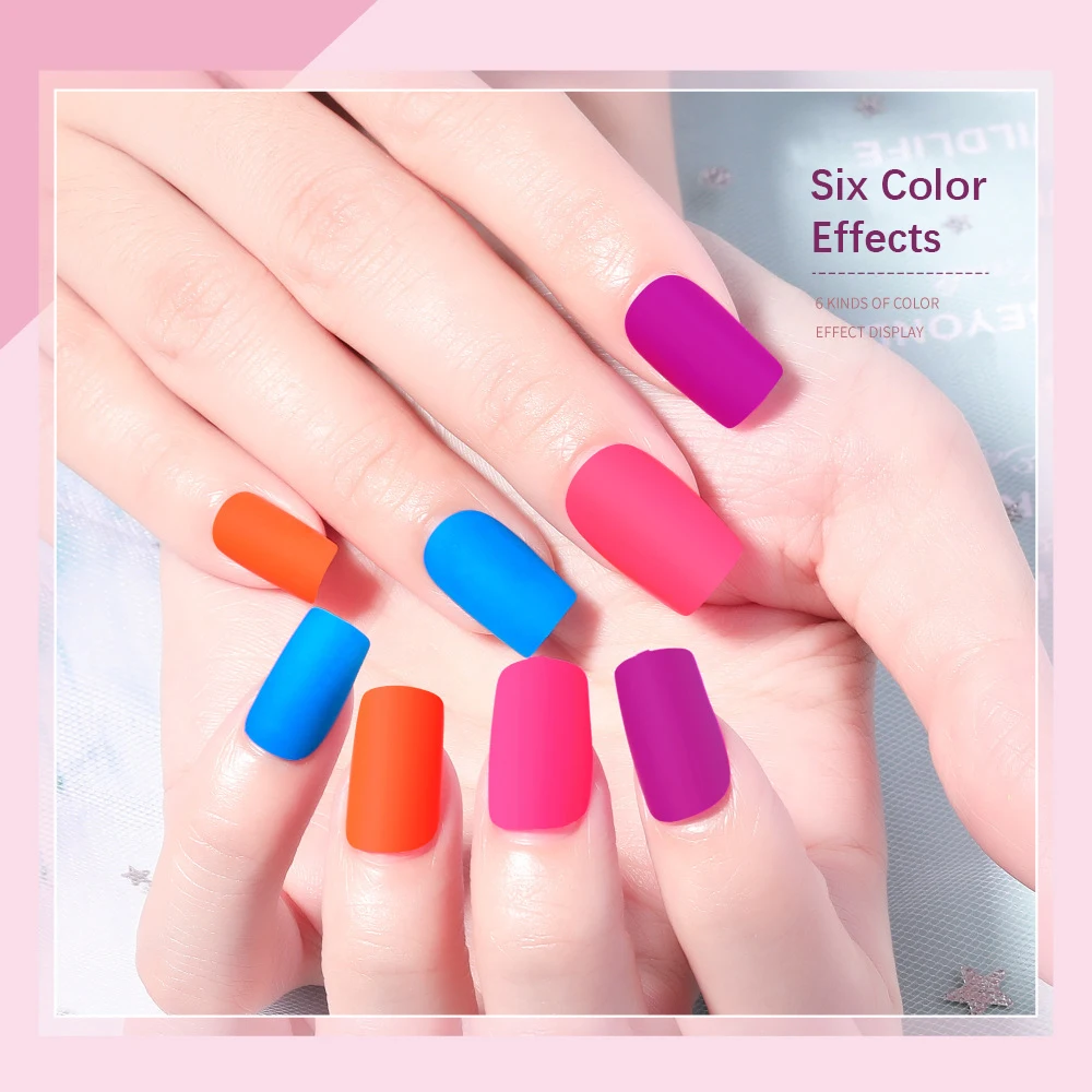 

24Pcs/Box Regular Solid Color Frosted Fluorescent Square Nail Fake Nail Box Wearable Nail Jelly Patch Full Cover Nails