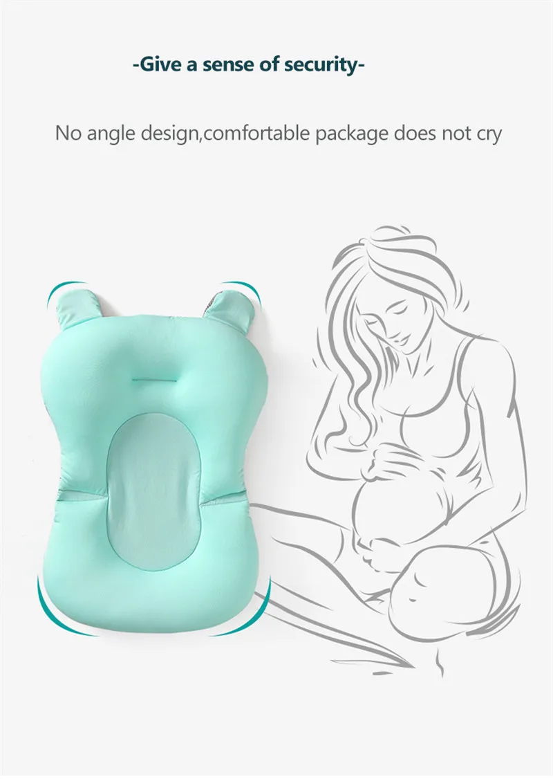 

Baby Shower Bath Tub Pad Non-Slip Bathtub Seat Support Mat Newborn Safety Security Foldable Cushion Support Bath Pillow Soft