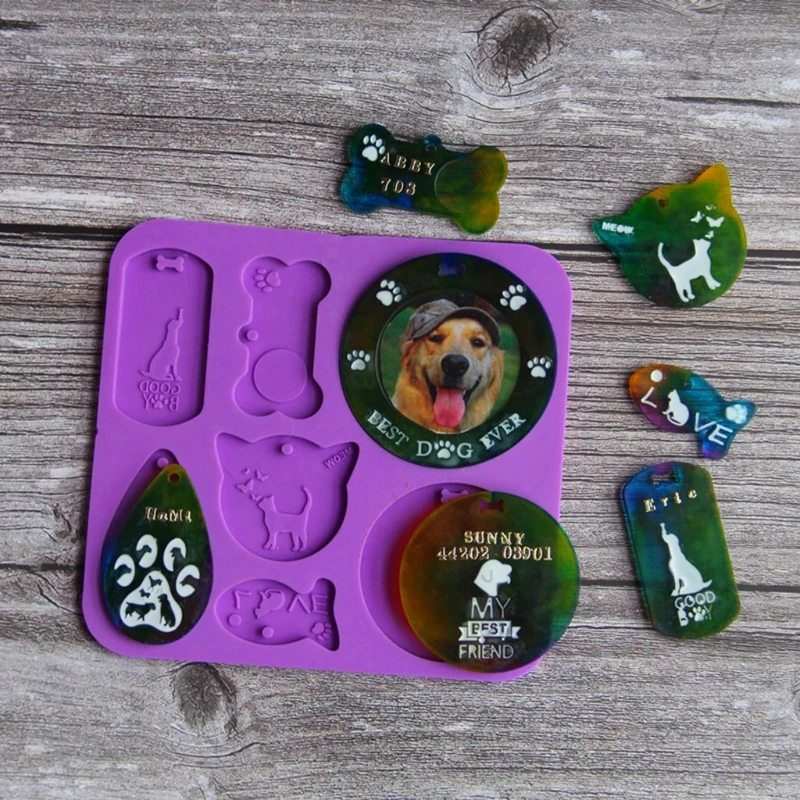 

Dog Tag Epoxy Resin Mold Crafts Jewelry Keychain Pendant Making Silicone Mould