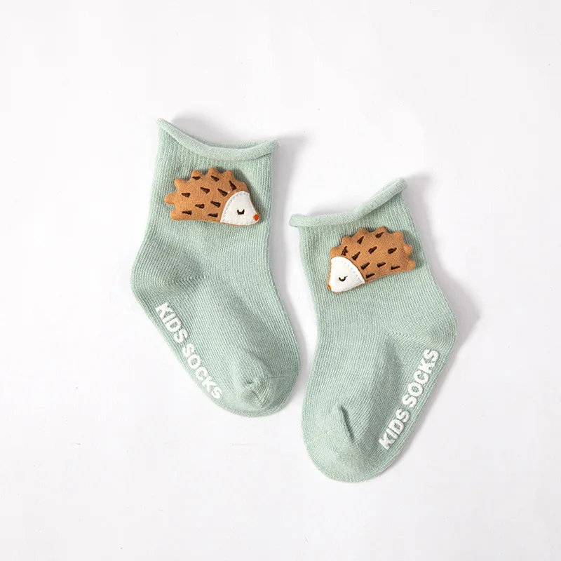 Calcetines antideslizantes de algod&oacute;n puro para ni&ntilde;os y ni&ntilde;as, medias con dibujos de mu&ntilde;ecas, boca suelta-3