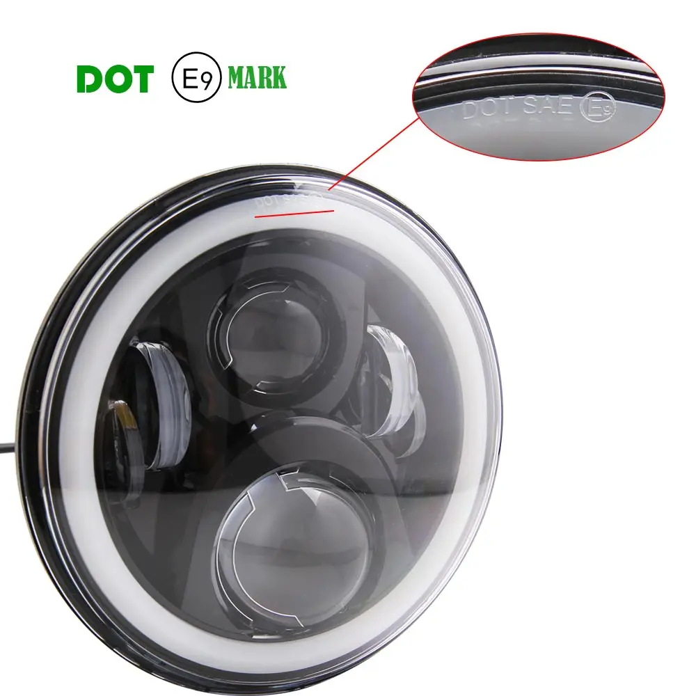 2xFor Lada Niva 7inch Led Headlight Hi/Low Beam Light Halo Angle Eyes DRL Headlamp For Jeep Wrangler Off Road 4x4 suzuki samurai |