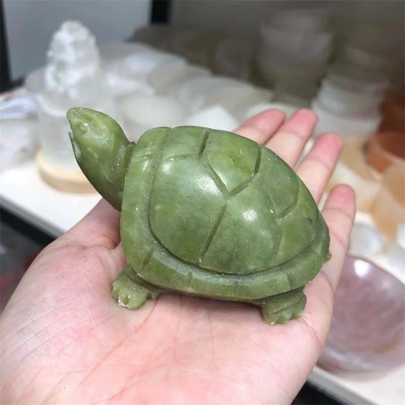 Зеленая Нефритовая черепаха натуральные камни кварцевые кристаллы Helaing Reiki