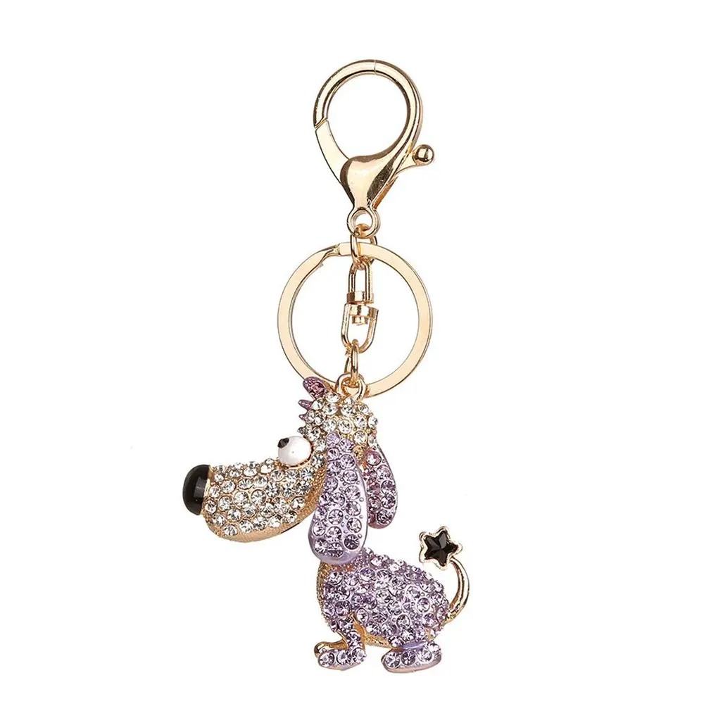 

Cute Puppy Keychain Rhinestone Zinc Alloy Key Chain Animal Pendant Metal Accessory Hanging Ornaments Fashion Jewelry