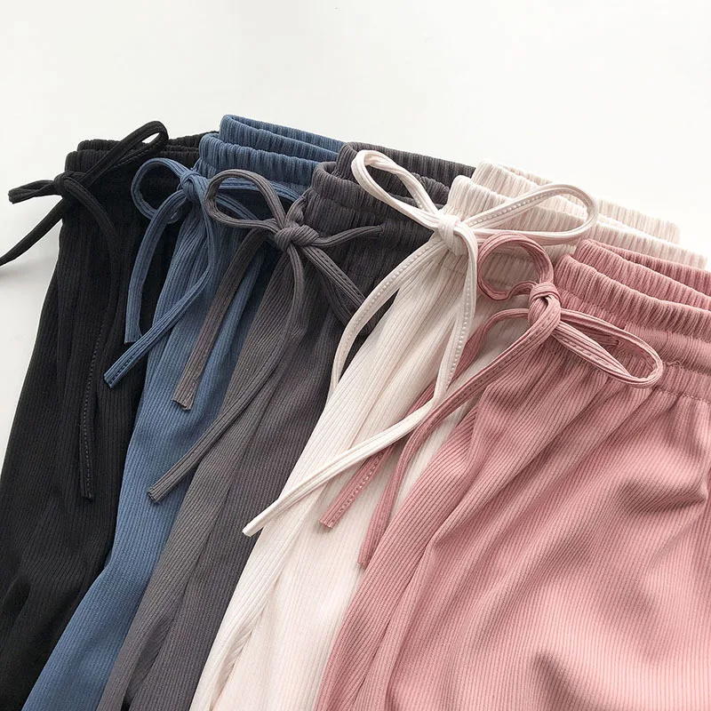 

Брюки женские с широкими штанинами, Свободные повседневные приталенные штаны с завышенной талией, на лето